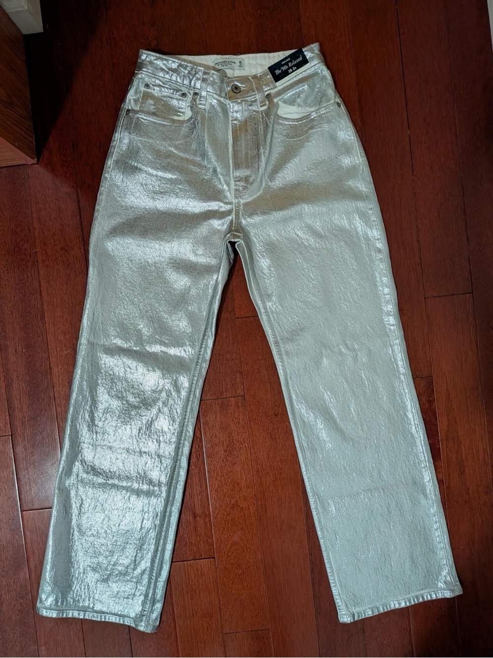 Abercrombie & Fitch Silver High-Rise Straight Jeans